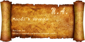 Mazák Aranka névjegykártya